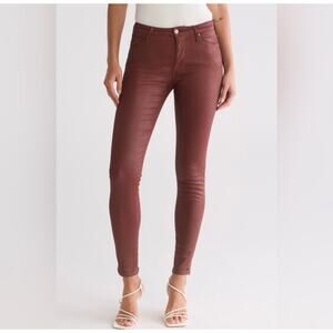 AG Adriano Goldschmied Red Farrah High-Rise Skinny Leatherette Jeans, 23 NWT